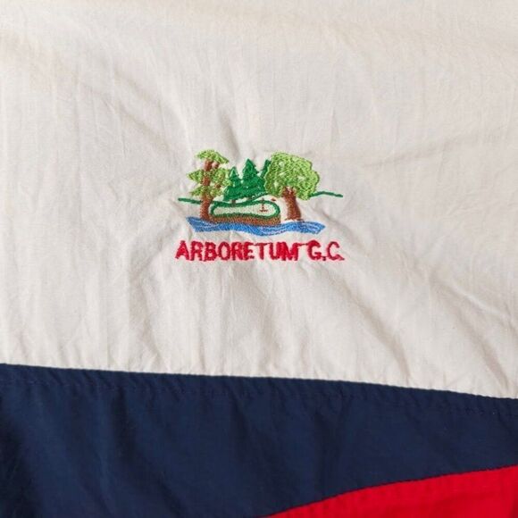 Vintage Arboretum Golf Club Windbreaker Jacket Mens Size Large White Made In USA - Picture 2 of 5